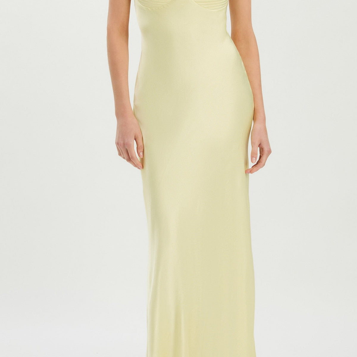 bardot yellow satin dress Capri Diamonte Slip Dress In Canary Yellow