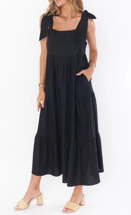 Show Me Your Mumu Arabella Maxi Dress - Black Linen