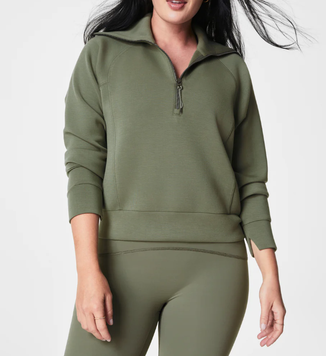 Spanx AirEssentials Half Zip Sweatshirt - Clover