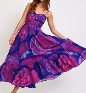 Hutch Barlowe Dress - Navy Embroidery Floral Viscose