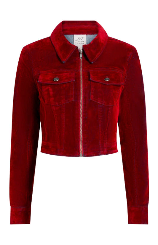 Cinq à Sept Flocked Denim Marilee Jacket - Pomegranate