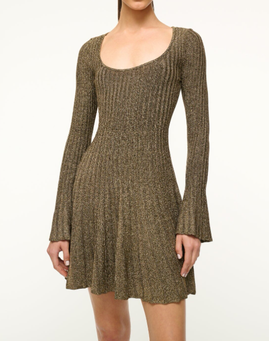 Staud Raquel Dress - Metallic Gold