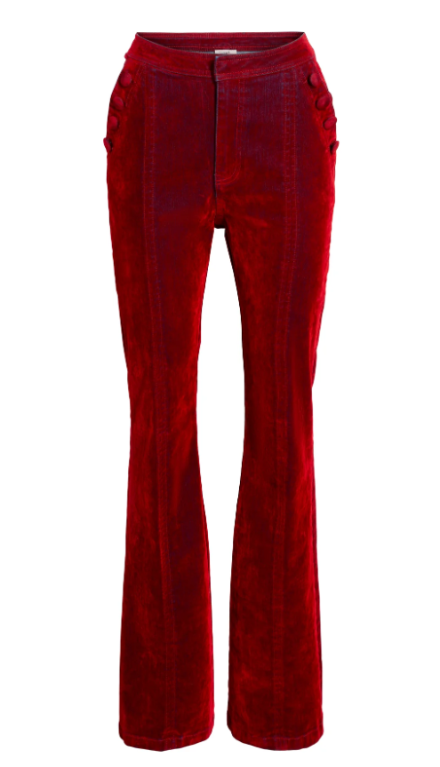 Cinq à Sept Flocked Denim Suzette Pants - Pomegranate