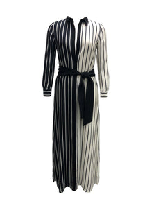 Alice + Olivia Chassidy Maxi Shirt Dress - Vertical Palazzo Stripe Black